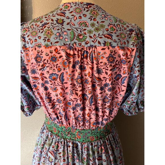 Boden Maxi Dress 10 R Cotton Colorful Smocked Pockets Short Sleeve Washable NEW - Picture 7 of 13